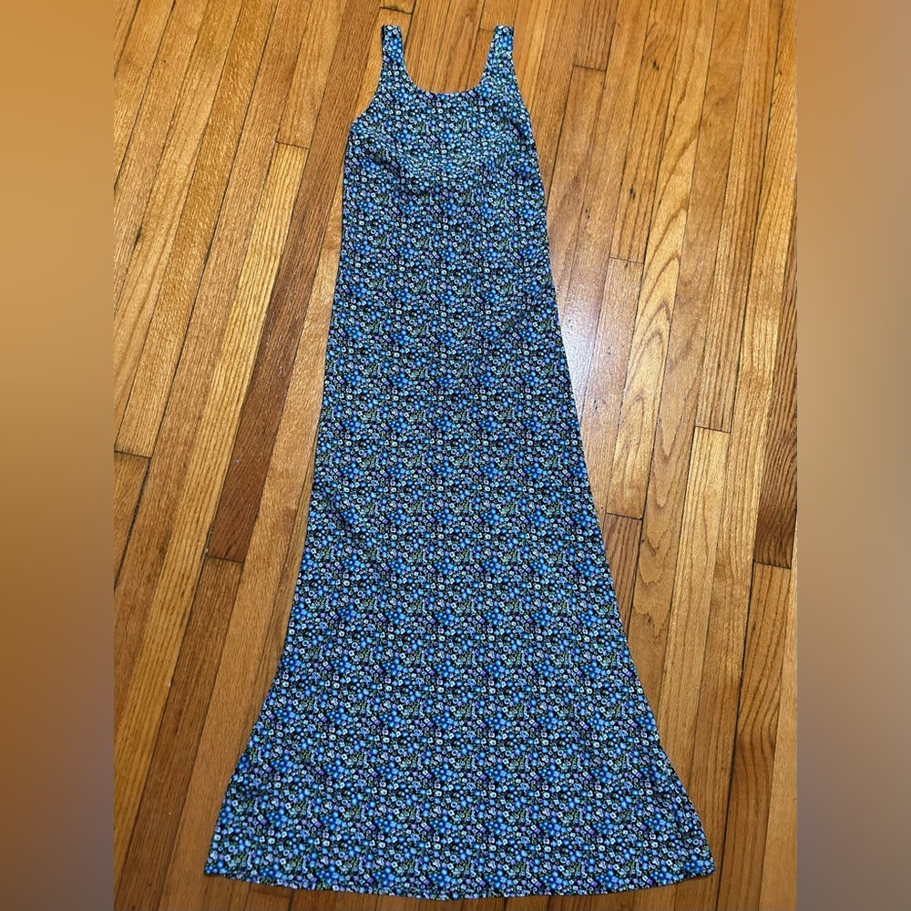 Vtg Rampage Maxi 90s Y2K Fairy Dress Sz 8/9 Floral Criss Cross Back USA